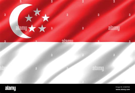 Bandera de singapur ondulada fotografías e imágenes de alta resolución