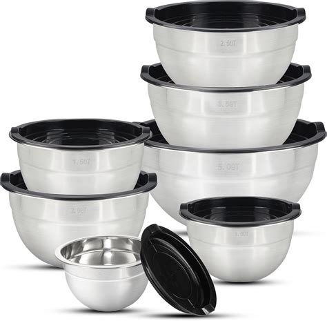 Yunydsm Mixing Bowls 5pcs Stainless Steel Mixing Bowl Set Kitchen Metal Bowls For