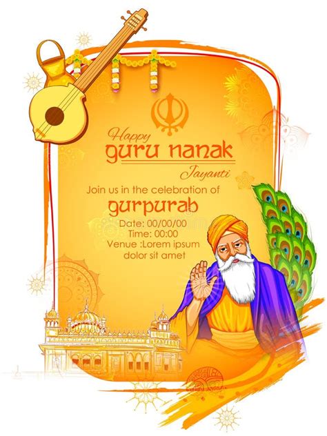 Happy Gurpurab, Guru Nanak Jayanti Festival of Sikh Celebration Background Stock Vector ...