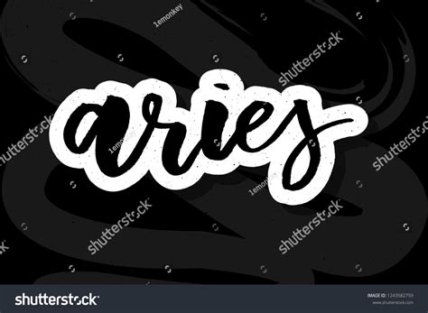 Aries Lettering Calligraphy Brush Text Horoscope Stock Vector Royalty