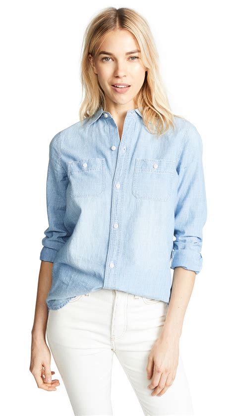 Madewell Chambray Classic Ex BF Button Down Shirt SHOPBOP Madewell