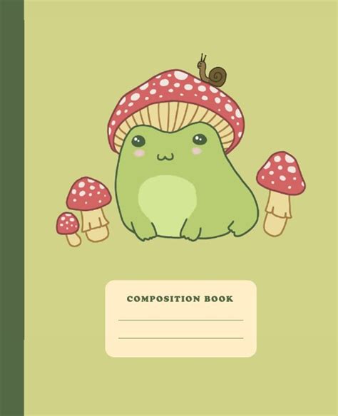 Composition Book Cute Frog With Mushroom Hat College Ruled Notebook