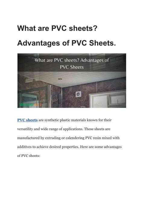 PPT - What are PVC sheets? Advantages of PVC Sheets. PowerPoint ...