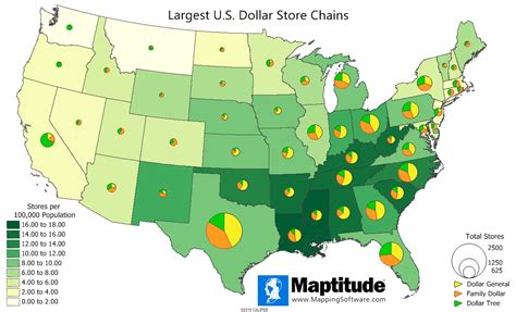 Maptitude Map Largest U S Dollar Store Chains