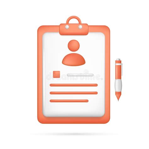 Realistic D Red Clipboard Personal Document With User Icon Pen