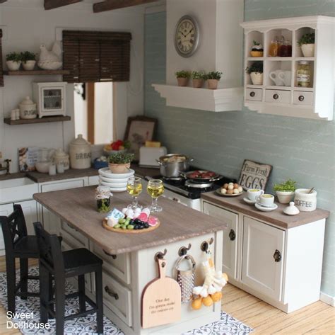 Miniature Farmhouse Style Kitchen Dolls House Interiors Miniature