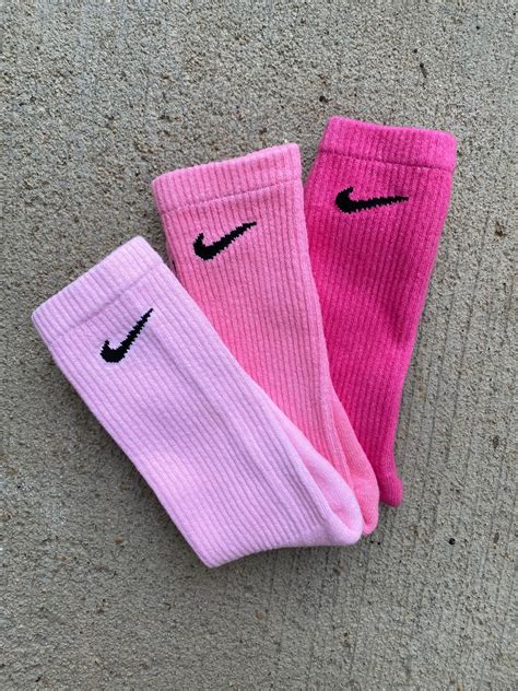 Pink Tones 3 Pack Solid Dye Crew Socks Etsy In 2024 Nike Socks