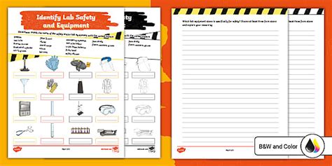 Identify Lab Safety And Equipment Activity For 3rd 5th Grade