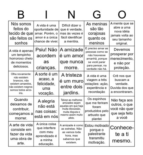 Bingo Da Amizade Palavras Pdf