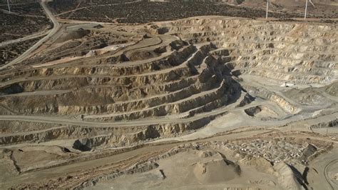 5K Stock Footage Aerial Video Orbit A Desert Quarry Pit In Antelope