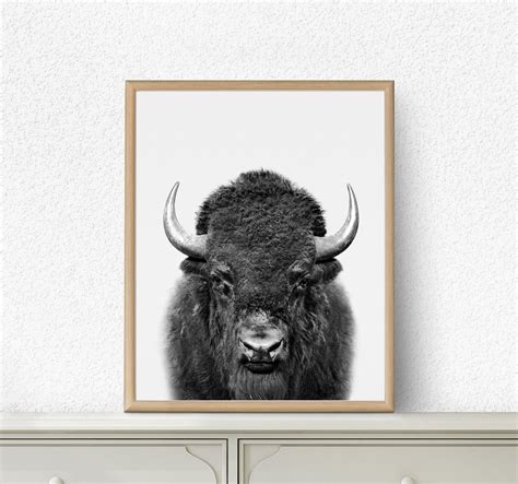 Bison Print Buffalo Print Bison Wall Art Nursery Decor Etsy