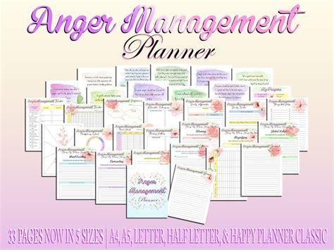 Anger Management Journal Counseling Therapy Planner Printable Mental Health Digital Download