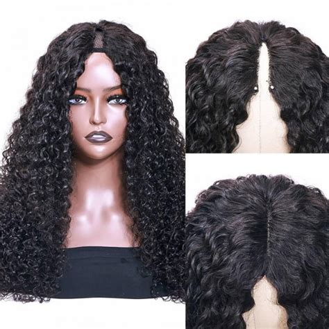 Hurela New Jerry Curly V Part Wig Human Hair No Leave Out Glueless