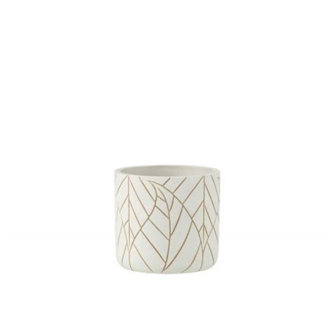 Cache Pot En C Ramique Blanc X X Cm J Line Cdiscount Jardin