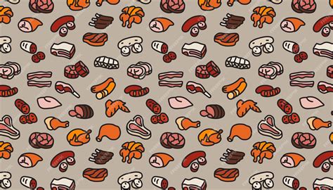 Premium Vector Meat Vector Seamless Pattern Pork Beef And Chicken