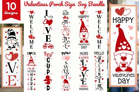 Valentines Day Porch Sign Svg Bundle Graphic By Regulrcrative