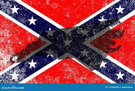 Rebel Civil War Flag With North Carolina Map Stock Vector