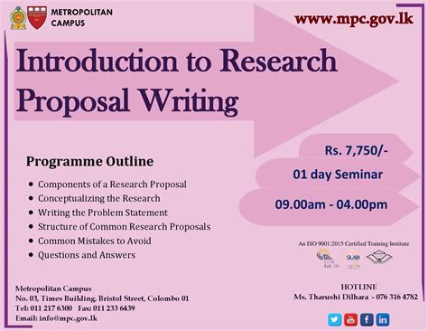 Introduction To Research Proposal Writing Metropolitan Campus