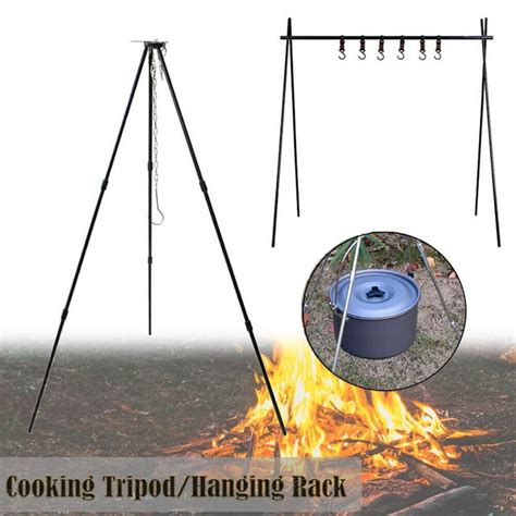 Outdoor Campfire Grill Camping Open Fire Cooker Stand Swing Hanging Bbq