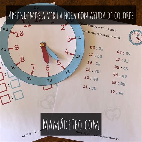 Reloj para recortar y ver la hora Mamá de Teo Adaptaciones Autismo