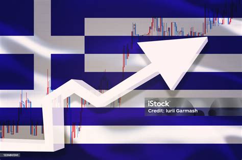 Grafik Pertumbuhan Yunani Panah 3d Putih Dan Grafik Saham Tumbuh Di
