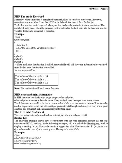 Class 10 Static Variables Print And Echo Statement Data Types String