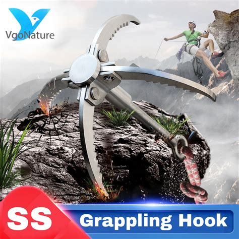 Vgonature Outdoor Stainless Steel Grappling Hook Foldable 4 Claws