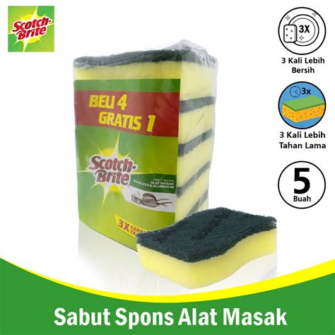 Jual To Ja 5 Pcs Sabut Spons Hijau Cuci Piring ID 30P5 3M Scotch Brite