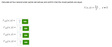 Solved Calculate All Four Second Order Partial Derivatives