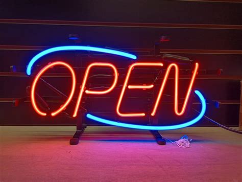 Real Neon Glass Open Sign For Business Light Up Open Signs Bright Retail Entrance Authentic Neon