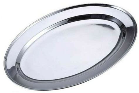 40cm Oval Serving Tray Stainless Steel Dish Large Party Platter Serving