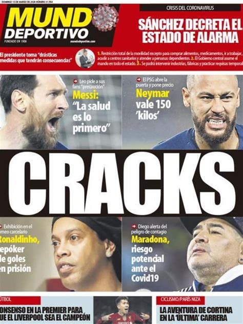 La Portada Del Diario Mundo Deportivo 15 03 2020