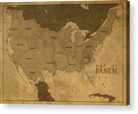 Vintage Map of Panem from The Hunger Games Acrylic Print by Design ...