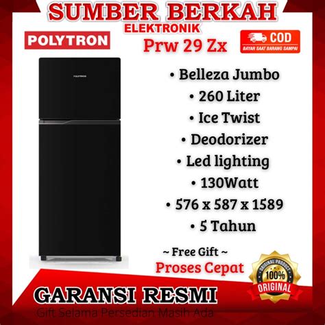 Jual Kulkas POLYTRON 2 Pintu 260liter Belleza Jumbo PRW 29 ZX Promo