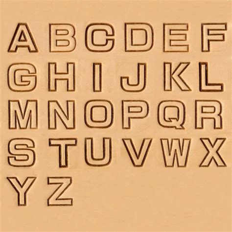 3 4 19mm Block Outline Font Alphabet Leather Stamp Set Etsy