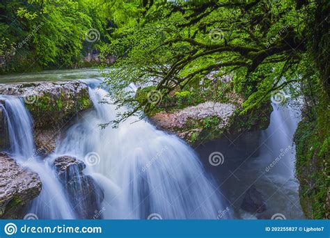 Waterfall In Gachedili Canyon Georgia Wild Place Royalty Free Stock