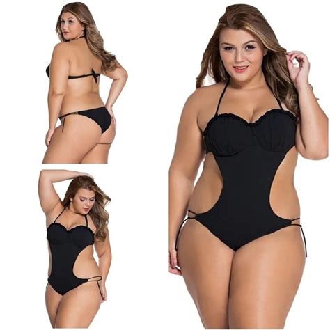 Plus Size L XL XXL Monikini Bikini One Piece Swimsuit 2016 Summer