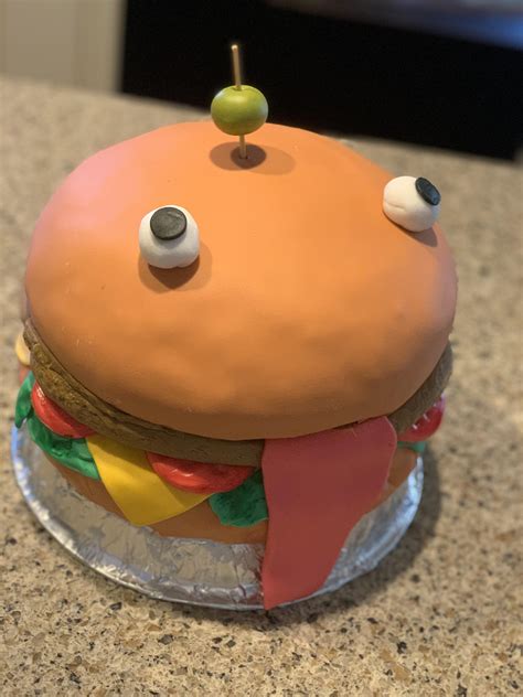 Fortnite “durr Burger” Birthday Cake I Made For My Son R Cakedecorating