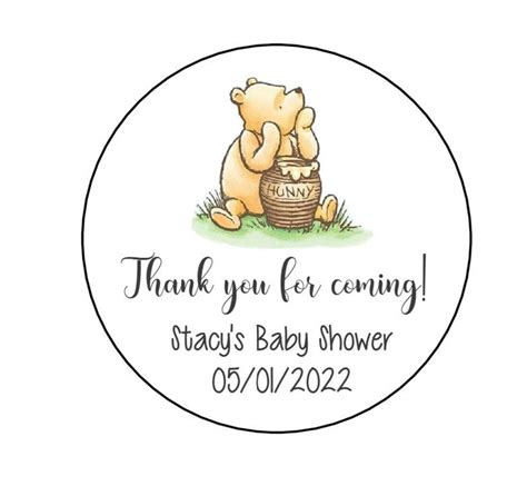 Pooh Bear Stickers Pooh Bear Baby Shower Labels Thanks for - Etsy