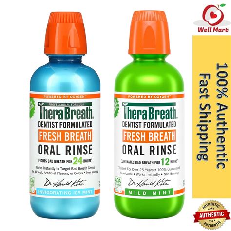 TheraBreath Mouthwash Fresh Breath Oral Rinse Icy Mint Mild Mint 88 7