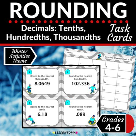 Rounding Decimals Task Cards Winter Activities Classful