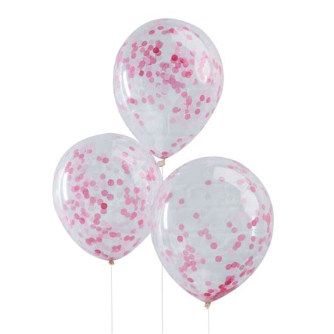 Ballons Baudruche Latex Remplis Confettis Rose