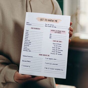 Coworker Questions Printable All About Me Employee Questionnaire