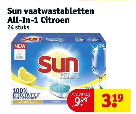 Sun Vaatwastabletten All In 1 Citroen 24 Stuks Aanbieding Bij Kruidvat