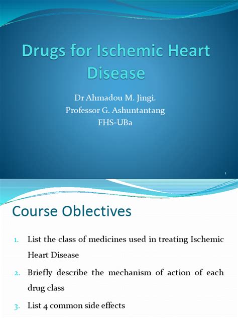 Drugs For Ischemic Heart Disease | PDF | Coronary Artery Disease | Heart