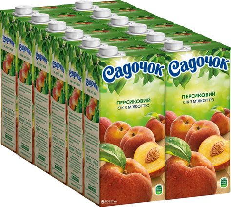Упаковка сока Садочок Персиковый с мякотью 1.45 л х 8 шт (4823063107457 ...