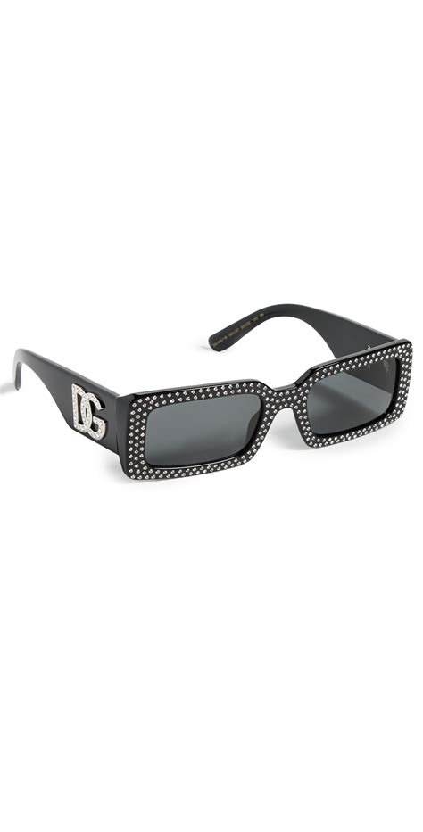 Dolce And Gabbana Narrow Rectangular Sunglasses Blackdark Grey Editorialist