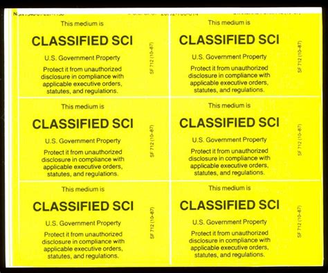 Us Government Classified Sci Property Sticker 1 Sheet 6 Etsy