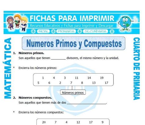 Ficha De Numeros Primos Y Compuestos Para Cuarto De Primaria Números