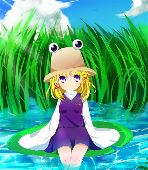 Safebooru Aqua Eyes Blonde Blonde Hair Hat Moriya Suwako Solo Touhou